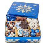 Christmas Gift Basket, Winter Snowflake, Holiday Snack Assortment with Chocolate Pretzels, Peppermint Bark, Nuts & More – for Families, Coworkers, and Office Sharing, Bonnie and Pop