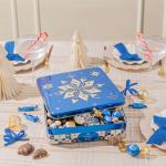 Christmas Gift Basket, Winter Snowflake, Holiday Snack Assortment with Chocolate Pretzels, Peppermint Bark, Nuts & More – for Families, Coworkers, and Office Sharing, Bonnie and Pop