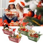 CIEOVO 24 Set Christmas Party Baskets with Cellophane, Bows, Market Tray for Christmas Xmas Holiday Party Decor