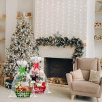 CIEOVO 24 Set Christmas Party Baskets with Cellophane, Bows, Market Tray for Christmas Xmas Holiday Party Decor