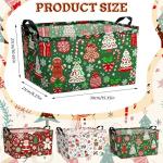 Bulyoou 4 Pack Christmas Storage Bin Collapsible Large Christmas Storage Baskets for Gifts Xmas Tree Canvas Laundry Basket Foldable Box with Handle for Office Home Bedroom Clothes Toys Holiday Decor