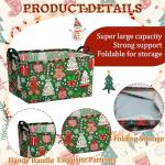 Bulyoou 4 Pack Christmas Storage Bin Collapsible Large Christmas Storage Baskets for Gifts Xmas Tree Canvas Laundry Basket Foldable Box with Handle for Office Home Bedroom Clothes Toys Holiday Decor