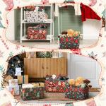 Bulyoou 4 Pack Christmas Storage Bin Collapsible Large Christmas Storage Baskets for Gifts Xmas Tree Canvas Laundry Basket Foldable Box with Handle for Office Home Bedroom Clothes Toys Holiday Decor