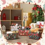 Bulyoou 4 Pack Christmas Storage Bin Collapsible Large Christmas Storage Baskets for Gifts Xmas Tree Canvas Laundry Basket Foldable Box with Handle for Office Home Bedroom Clothes Toys Holiday Decor