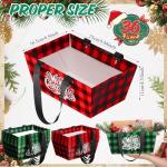 Glenmal 36 Pcs Christmas Gift Baskets Empty Kraft Christmas Paper Baskets Bulk with Handles 9.8 x 6.5 x 4.3 Inch Waterproof Reusable Gift Bag for Xmas Holiday Packaging Supply (Plaid,Red,Green)