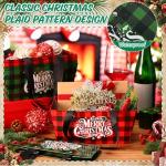 Glenmal 36 Pcs Christmas Gift Baskets Empty Kraft Christmas Paper Baskets Bulk with Handles 9.8 x 6.5 x 4.3 Inch Waterproof Reusable Gift Bag for Xmas Holiday Packaging Supply (Plaid,Red,Green)
