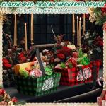 Glenmal 36 Pcs Christmas Gift Baskets Empty Kraft Christmas Paper Baskets Bulk with Handles 9.8 x 6.5 x 4.3 Inch Waterproof Reusable Gift Bag for Xmas Holiday Packaging Supply (Plaid,Red,Green)