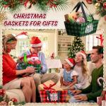 Glenmal 36 Pcs Christmas Gift Baskets Empty Kraft Christmas Paper Baskets Bulk with Handles 9.8 x 6.5 x 4.3 Inch Waterproof Reusable Gift Bag for Xmas Holiday Packaging Supply (Plaid,Red,Green)