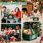 Glenmal 36 Pcs Christmas Gift Baskets Empty Kraft Christmas Paper Baskets Bulk with Handles 9.8 x 6.5 x 4.3 Inch Waterproof Reusable Gift Bag for Xmas Holiday Packaging Supply (Plaid,Red,Green)