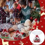 Cholemy 24 Pieces Christmas Gift Baskets Empty Kit Include 8 Kraft Market Trays 8 Bags and 8 Bows Elf Belt Candy Cardboard Baskets for Gifts Empty with Handles (Elf Belt)