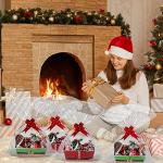 Cholemy 24 Pieces Christmas Gift Baskets Empty Kit Include 8 Kraft Market Trays 8 Bags and 8 Bows Elf Belt Candy Cardboard Baskets for Gifts Empty with Handles (Elf Belt)