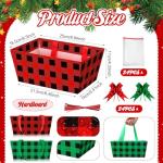 24Pcs Christmas Baskets For Gifts Empty Holiday Gift Basket with Plastic Bag and Pull Bow DIY Gift Package 9.8 x 6.5 x 4.3 Inch Cardboard Basket for Xmas Wrapping Supply(Red Green Black,Buffalo Style)