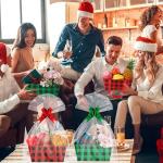 24Pcs Christmas Baskets For Gifts Empty Holiday Gift Basket with Plastic Bag and Pull Bow DIY Gift Package 9.8 x 6.5 x 4.3 Inch Cardboard Basket for Xmas Wrapping Supply(Red Green Black,Buffalo Style)