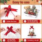 Hallswl 38Pcs 12 Set Christmas Gifts Baskets Bulk with Cellophane Basket Bags and Bows Ribbons,White Empty Christmas Cardboard Gift Box for Xmas Holiday Wedding Birthday Party Decorations