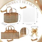 Reallnaive Baskets for Gifts Empty Sturdy Woven Bamboo Gift Basket with Gift Bags and Ribbons for Christmas Thanksgiving Birthday Mothers Day Housewarming Party Gift Wrapping, 12"x 8"x 6" (1 Set)