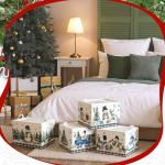 CHENGU 6 Pack Winter Storage Basket Collapsible Christmas Basket for Gifts Buffalo Plaid Holiday Decor Large Snowman Bin Foldable Xmas Tree Box with Handle for Bedroom Office Home