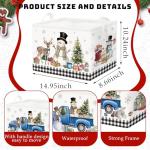 CHENGU 6 Pack Winter Storage Basket Collapsible Christmas Basket for Gifts Buffalo Plaid Holiday Decor Large Snowman Bin Foldable Xmas Tree Box with Handle for Bedroom Office Home