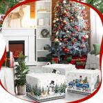 CHENGU 6 Pack Winter Storage Basket Collapsible Christmas Basket for Gifts Buffalo Plaid Holiday Decor Large Snowman Bin Foldable Xmas Tree Box with Handle for Bedroom Office Home