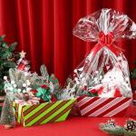 Kolldenn 24 Pcs Christmas Baskets for Gift Empty DIY Bulk 8 x 10 Red and Green Candy Cane Striped Gift Basket Kit with Handles 8 Basket 8 Bags and 8 Bows to Fill for Xmas Wedding Birthdays Wrapping