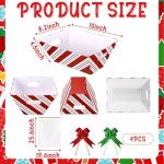 Kolldenn 24 Pcs Christmas Baskets for Gift Empty DIY Bulk 8 x 10 Red and Green Candy Cane Striped Gift Basket Kit with Handles 8 Basket 8 Bags and 8 Bows to Fill for Xmas Wedding Birthdays Wrapping