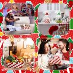 Kolldenn 24 Pcs Christmas Baskets for Gift Empty DIY Bulk 8 x 10 Red and Green Candy Cane Striped Gift Basket Kit with Handles 8 Basket 8 Bags and 8 Bows to Fill for Xmas Wedding Birthdays Wrapping