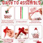 Kolldenn 24 Pcs Christmas Baskets for Gift Empty DIY Bulk 8 x 10 Red and Green Candy Cane Striped Gift Basket Kit with Handles 8 Basket 8 Bags and 8 Bows to Fill for Xmas Wedding Birthdays Wrapping