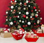 Gift Boutique - 6 Pack Red Velvet Christmas Gift Baskets 8" x 10" Rectangle Xmas Empty Gift Basket with Handles Cardboard Market Tray for Gifts Giving Holiday Decorative Present Wrapping