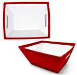 Gift Boutique - 6 Pack Red Velvet Christmas Gift Baskets 8" x 10" Rectangle Xmas Empty Gift Basket with Handles Cardboard Market Tray for Gifts Giving Holiday Decorative Present Wrapping