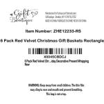 Gift Boutique - 6 Pack Red Velvet Christmas Gift Baskets 8" x 10" Rectangle Xmas Empty Gift Basket with Handles Cardboard Market Tray for Gifts Giving Holiday Decorative Present Wrapping