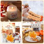 Daifunli 8 Pcs Thanksgiving Day Gifts Set for Women Happy Maple Leaf Gift Basket Includes 17oz Coffee Glass with Lid Straw Scented Candle Bracelet Hairband Socks Earrings Card Box