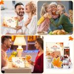 Daifunli 8 Pcs Thanksgiving Day Gifts Set for Women Happy Maple Leaf Gift Basket Includes 17oz Coffee Glass with Lid Straw Scented Candle Bracelet Hairband Socks Earrings Card Box