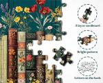 Vintage Wildflower Book Puzzles for Adults 1000 Pieces, Plant Floral Books Pages Jigsaw Puzzle, Retro Bookshelf Puzzles with Blossoming Wildflowers, Botanical Literary Theme Puzzle for Book Lovers