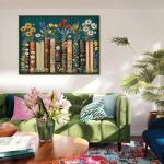 Vintage Wildflower Book Puzzles for Adults 1000 Pieces, Plant Floral Books Pages Jigsaw Puzzle, Retro Bookshelf Puzzles with Blossoming Wildflowers, Botanical Literary Theme Puzzle for Book Lovers