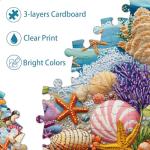 PICKFORU Beach Puzzles for Adults 1000 Pieces, Colorful Seashells Puzzle Sea Coral Starfish，Impossible Ocean Jigsaw Puzzles as Home Art