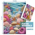 PICKFORU Beach Puzzles for Adults 1000 Pieces, Colorful Seashells Puzzle Sea Coral Starfish，Impossible Ocean Jigsaw Puzzles as Home Art