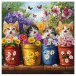 PICKFORU Cat Puzzles for Adults 1000 Pieces, Colorful Animals Jigsaw Puzzles Kitten Butterfly, Difficult Flower Plant Puzzle as Home Decor