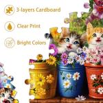 PICKFORU Cat Puzzles for Adults 1000 Pieces, Colorful Animals Jigsaw Puzzles Kitten Butterfly, Difficult Flower Plant Puzzle as Home Decor