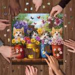 PICKFORU Cat Puzzles for Adults 1000 Pieces, Colorful Animals Jigsaw Puzzles Kitten Butterfly, Difficult Flower Plant Puzzle as Home Decor