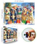 Christmas Dog Gathering 1000 Piece Puzzle for Adults, Fun Puzzles for Adults 1000 Pieces with HD Print & Poster, 27.5 * 19.7 in Dust Free, for Gifts Halloween Christmas Family Games Lovers