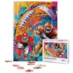 American Football Puzzles for Adults 500 Pieces Colorful Sports Ball Jigsaw Puzzle Rugby Football Player Wooden Puzzle for Living Room Family Friends Challenging Activity Games