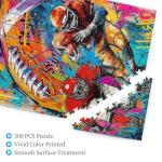 American Football Puzzles for Adults 500 Pieces Colorful Sports Ball Jigsaw Puzzle Rugby Football Player Wooden Puzzle for Living Room Family Friends Challenging Activity Games