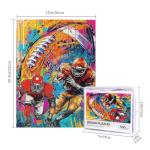 American Football Puzzles for Adults 500 Pieces Colorful Sports Ball Jigsaw Puzzle Rugby Football Player Wooden Puzzle for Living Room Family Friends Challenging Activity Games
