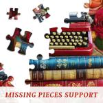 Vintage Flower Books Puzzle 1000 Pieces, PICKFORU Retro Wildflower Garden Jigsaw Puzzle Typewriter Rose, Challenging Spring Nature Plant Theme for Book Lovers