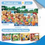 4 Packs 500 Piece Jigsaw Puzzles for Adults – Dog Puzzle, Puppy Garden, Hummingbird Flower Puzzle & Country Farm Landscape Adult Puzzles Set for Stress Relief, Family Activity, Gifts for Women Men