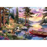 LUXDIVINA 2000 Piece Puzzle for Adults, Puzzles for Adults 2000 Pieces, Mountain Lake Campfire Camping Nature Jigsaw Puzzles, Family Fun Puzzle Perfect for Game Nights, 39" X 28"