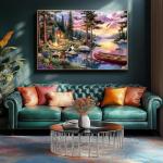 LUXDIVINA 2000 Piece Puzzle for Adults, Puzzles for Adults 2000 Pieces, Mountain Lake Campfire Camping Nature Jigsaw Puzzles, Family Fun Puzzle Perfect for Game Nights, 39" X 28"