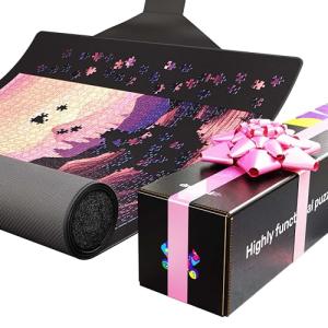 Premium Puzzle Mat - 46.5 x 67 Inches - Up to 5000 Pieces - Jigsaw Puzzle Roll Up Mat - Non Slip Rubber Bottom - Soft Polyester Surface - with Gift Packaging