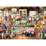 1000 Piece Jigsaw Puzzle for Adults - Colorful Flower Shop Scene with Cat, Premium Quality Cardboard Puzzles for Adults & Family, Challenging Adult Puzzle Games, 27x20 Inches Finished Size