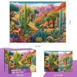 500 Piece Jigsaw Puzzles for Adults, Colorful Desert 500 Piece Puzzle, Vibrant Landscape with Cacti, Fox and Mountains Jigsaw Puzzles, Relaxing Gift for Adults, Seniors, 20.5 x 15 in