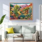 500 Piece Jigsaw Puzzles for Adults, Colorful Desert 500 Piece Puzzle, Vibrant Landscape with Cacti, Fox and Mountains Jigsaw Puzzles, Relaxing Gift for Adults, Seniors, 20.5 x 15 in